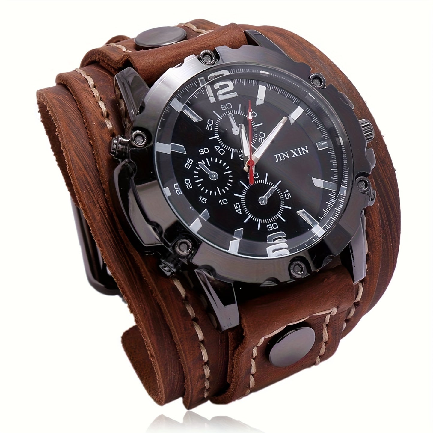 Orologio Uomo Quarzo Elegante Quadrante Grande Cassa Lega Cinturino Pelle Sport - Eleganza digitale