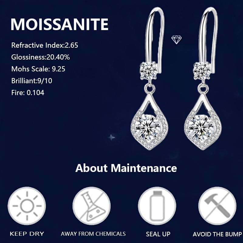 Orecchini Goccia Moissanite Argento 925 - Eleganti LOVESSOM - Eleganza digitale