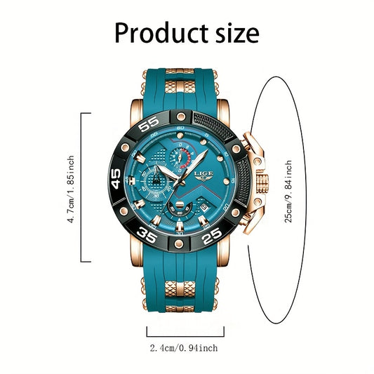 LIGE Orologio Sport Luminoso Unisex Cinturino Accenti Oro Data - Eleganza digitale