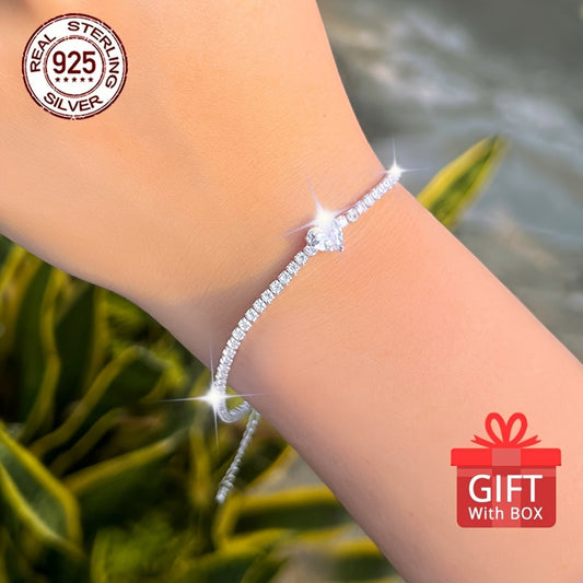 Braccialetto Tennis Cuore Argento 925 - Zirconia Elegante Donna - Eleganza digitale