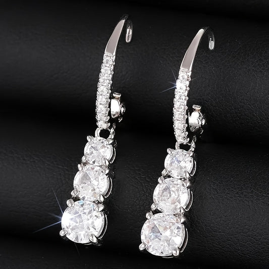 Orecchini cerchio eleganti donne con pendenti in zirconia cubic sintetica - Gioielli senza nichel, pietra guida di aprile per matrimoni, vita quotidiana e feste, accessori minimalistici.