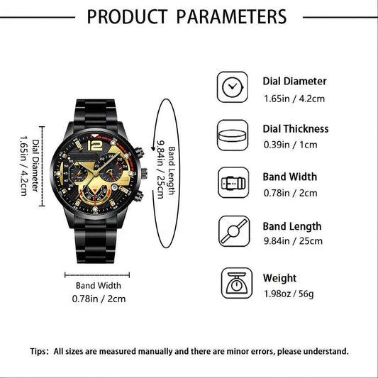 Set 2 Orologi Uomo Quarzo Eleganti - Regalo Romantico - Eleganza Digitale - Eleganza digitale