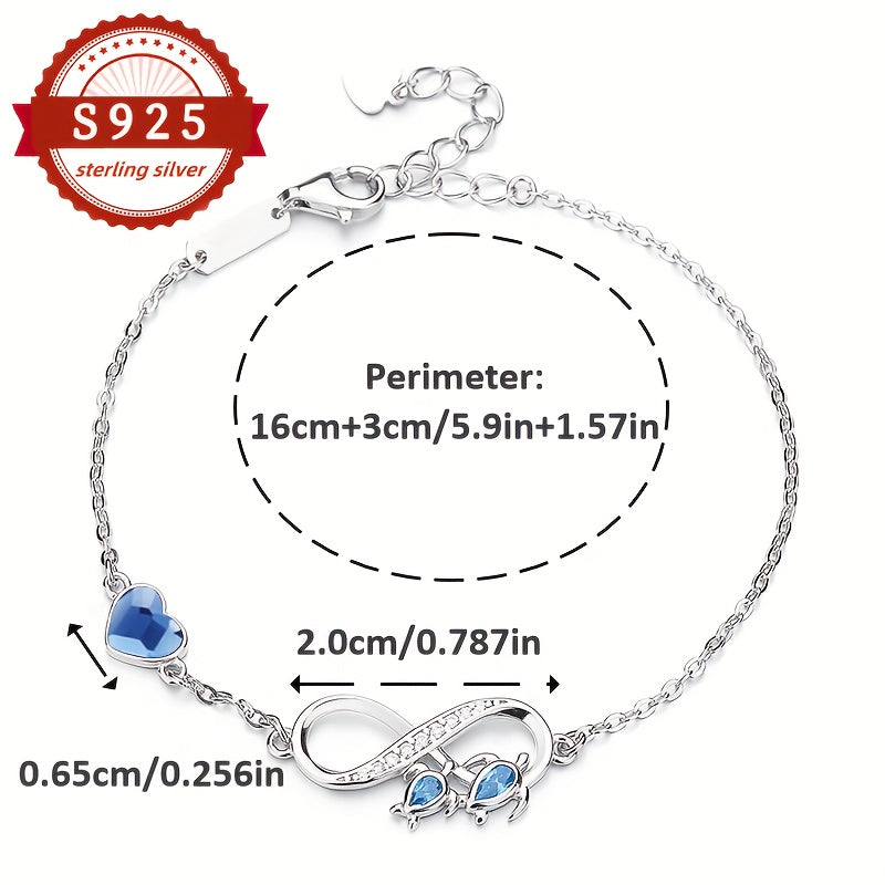Braccialetto Argento 925 Tartaruga Cuore Infinito - Leggero Ipoallergenico Donna - Eleganza digitale