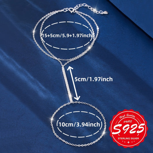 Braccialetto Argento 925 Doppio Strato con Zirconi - Elegante Ipoallergenico Donna - Eleganza digitale