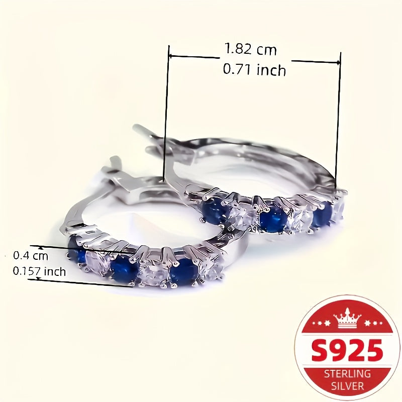 Orecchini cerchio argento 925 con zirconia sintetica blu