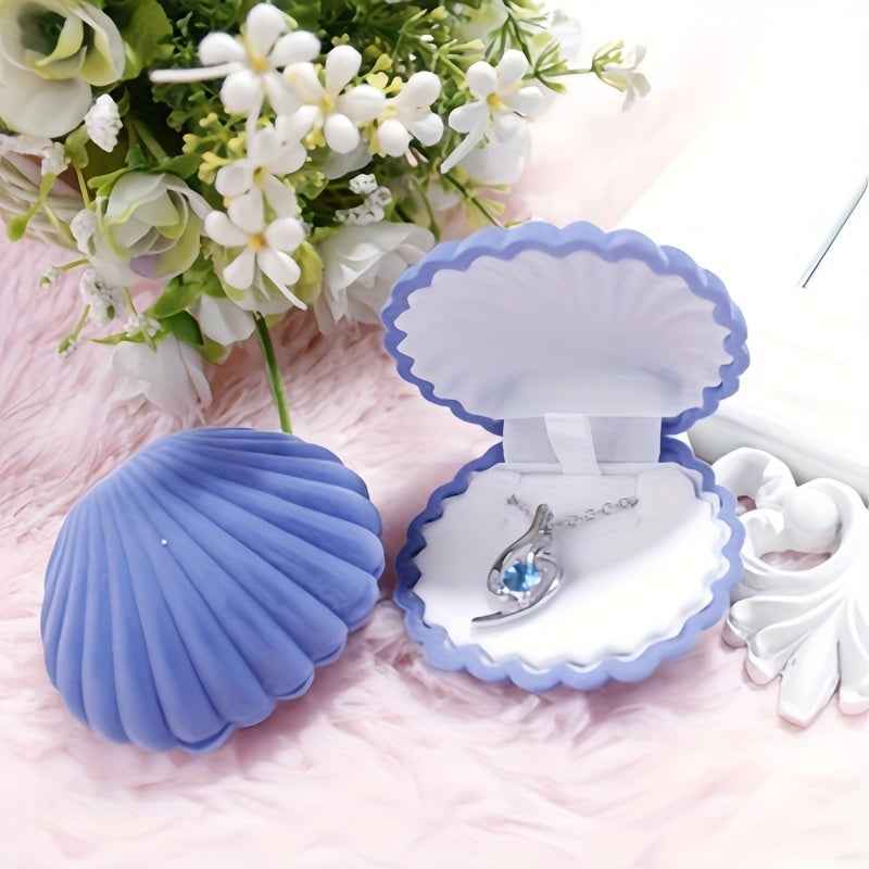 Scatola Gioielli Velluto Forma Conchiglia - Portagioielli Matrimonio - Eleganza digitale