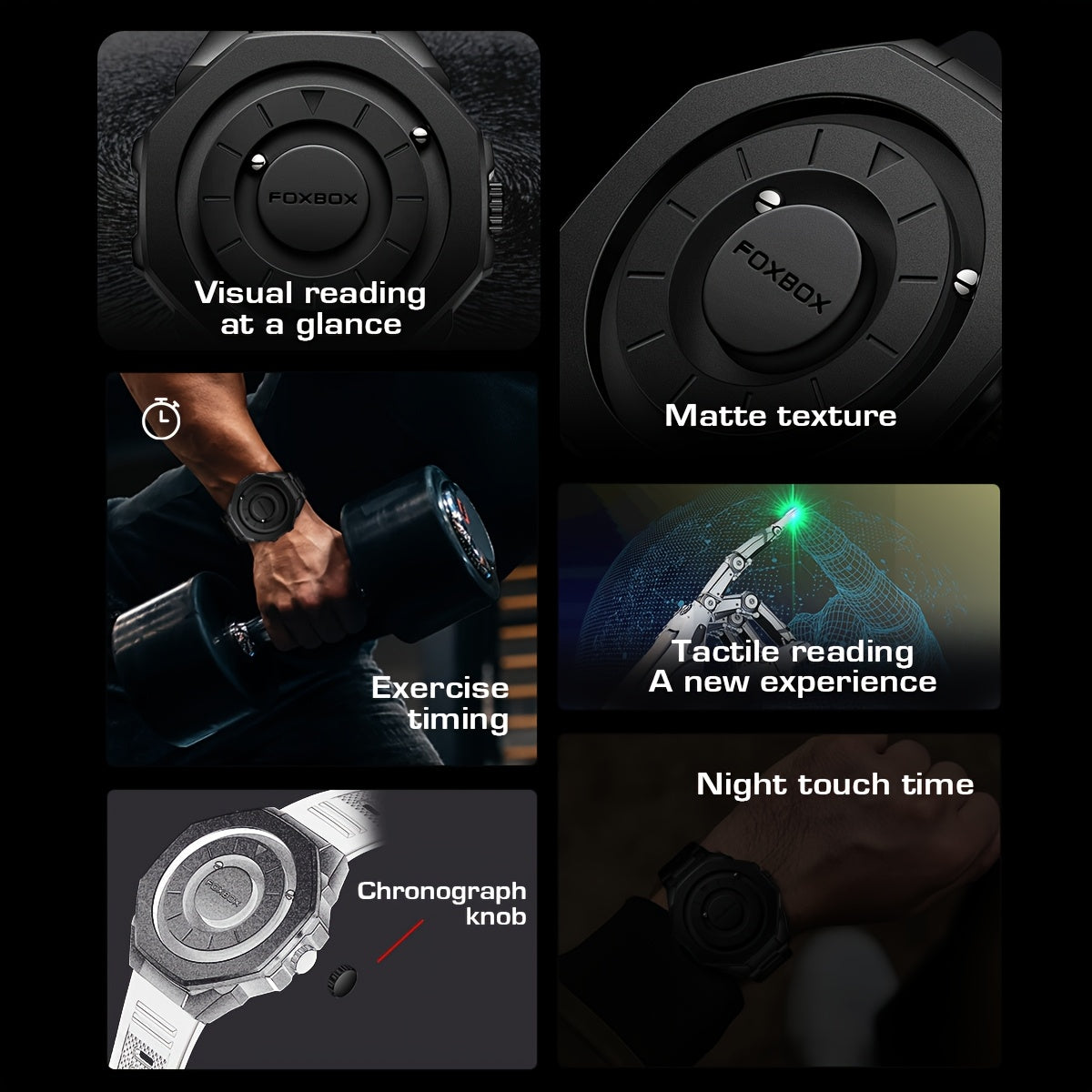 FOXBOX Orologio Uomo Giovane Fashion Quadrante Grande HD Sport Elegante Regalo - Eleganza digitale