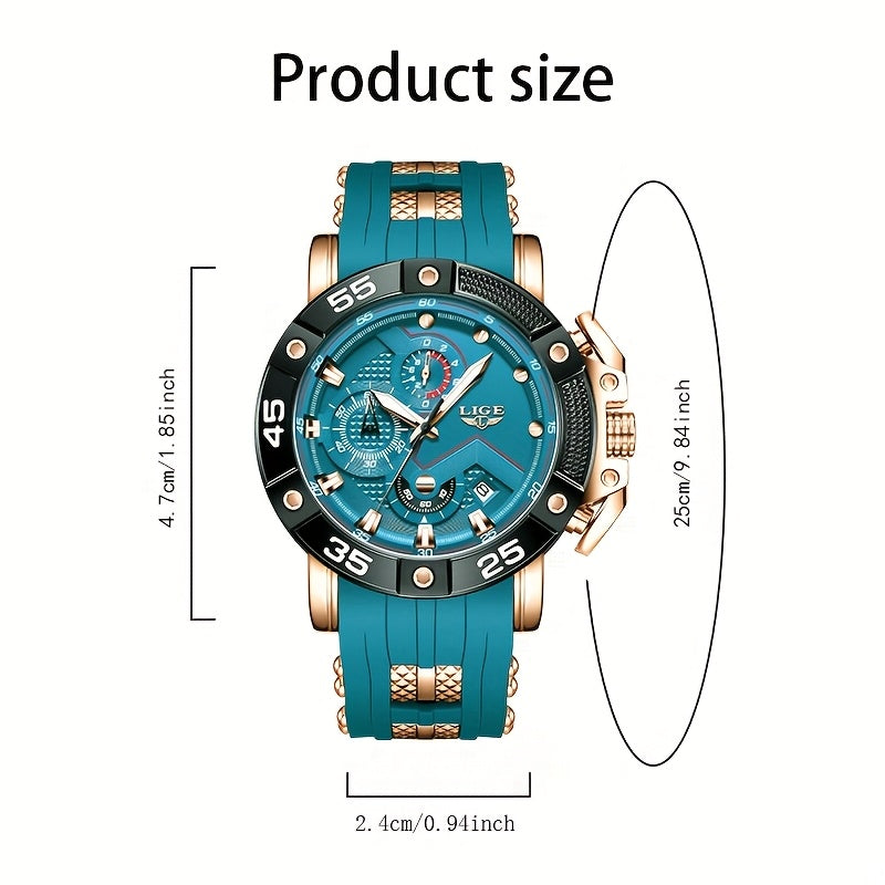 LIGE Orologio Sport Luminoso Unisex Cinturino  Accenti Oro Data - Eleganza digitale