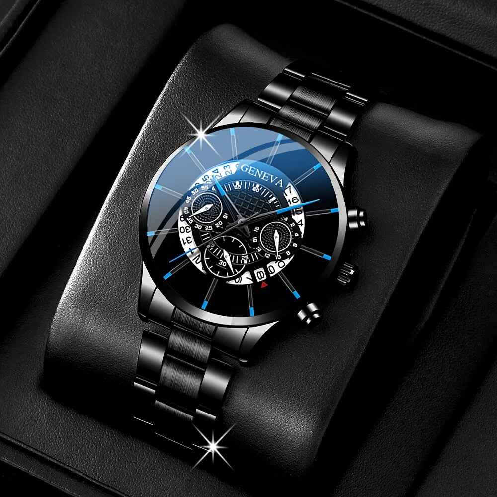 Set 2 Orologi Uomo Quarzo Eleganti - Regalo Romantico - Eleganza Digitale - Eleganza digitale