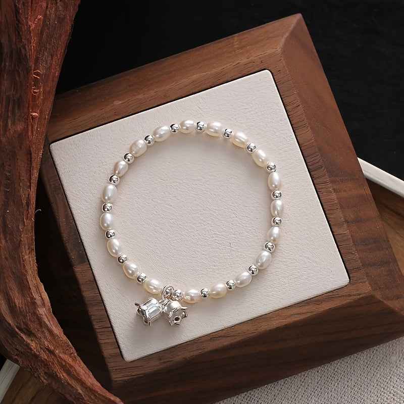 Braccialetto Perle Acqua Dolce Bianche - Gioiello Minimalista Elegante Donna - Eleganza digitale