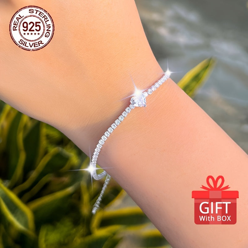 Braccialetto Tennis Cuore Argento 925 - Zirconia Elegante Donna - Eleganza digitale