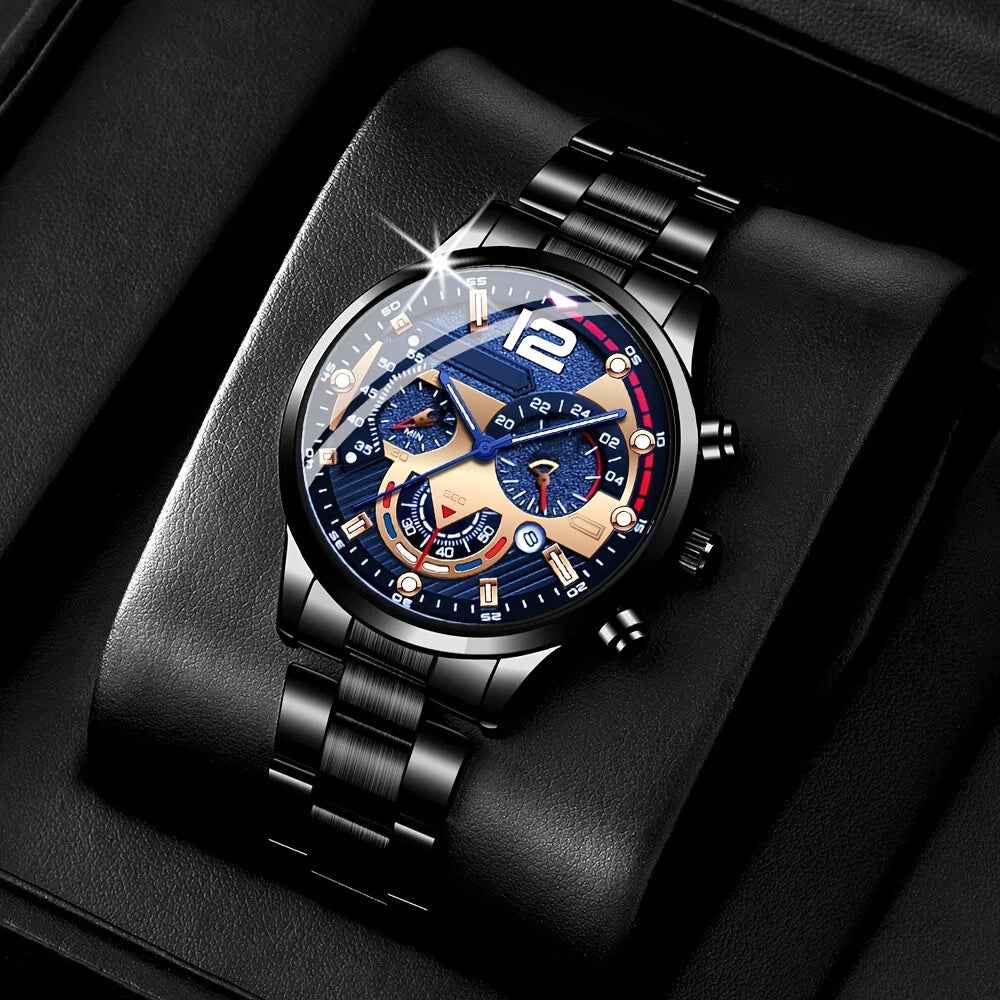 Set 2 Orologi Uomo Quarzo Eleganti - Regalo Romantico - Eleganza Digitale - Eleganza digitale
