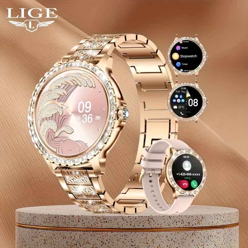 LIGE Smartwatch Donna Oro - Touch Screen 1.32" Chiamate Wireless 20 Sport - Eleganza digitale