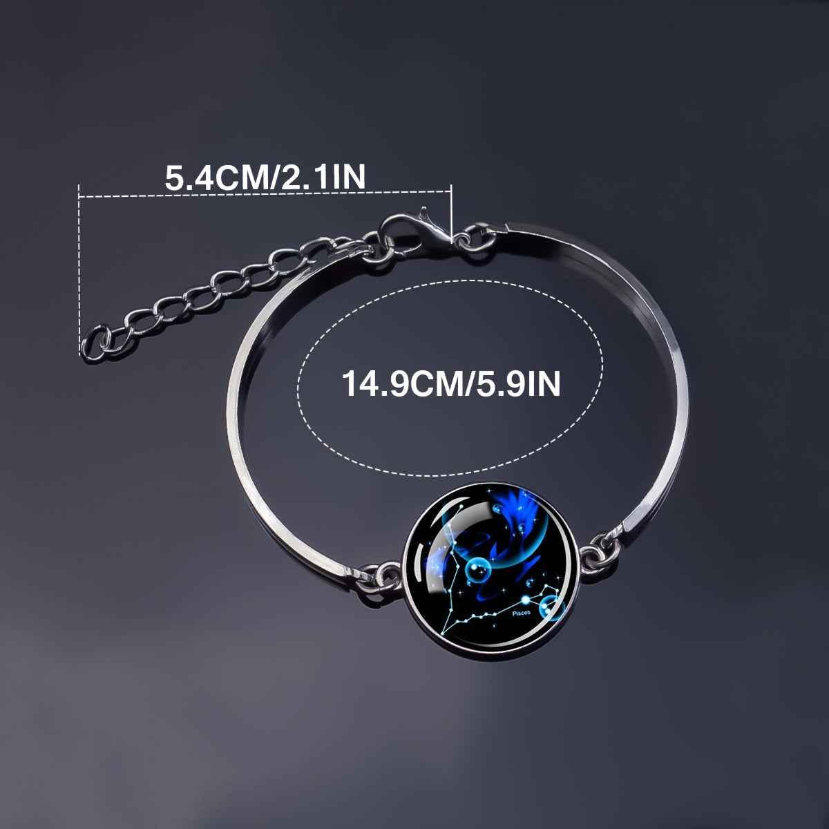 Bracciale Luminoso Costellazioni Zodiacali - Cabochon Vetro Fosforescente - Eleganza Digitale - Eleganza digitale