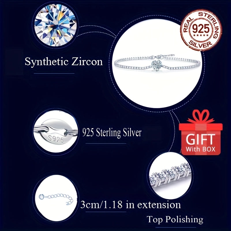 Braccialetto Tennis Cuore Argento 925 - Zirconia Elegante Donna - Eleganza digitale