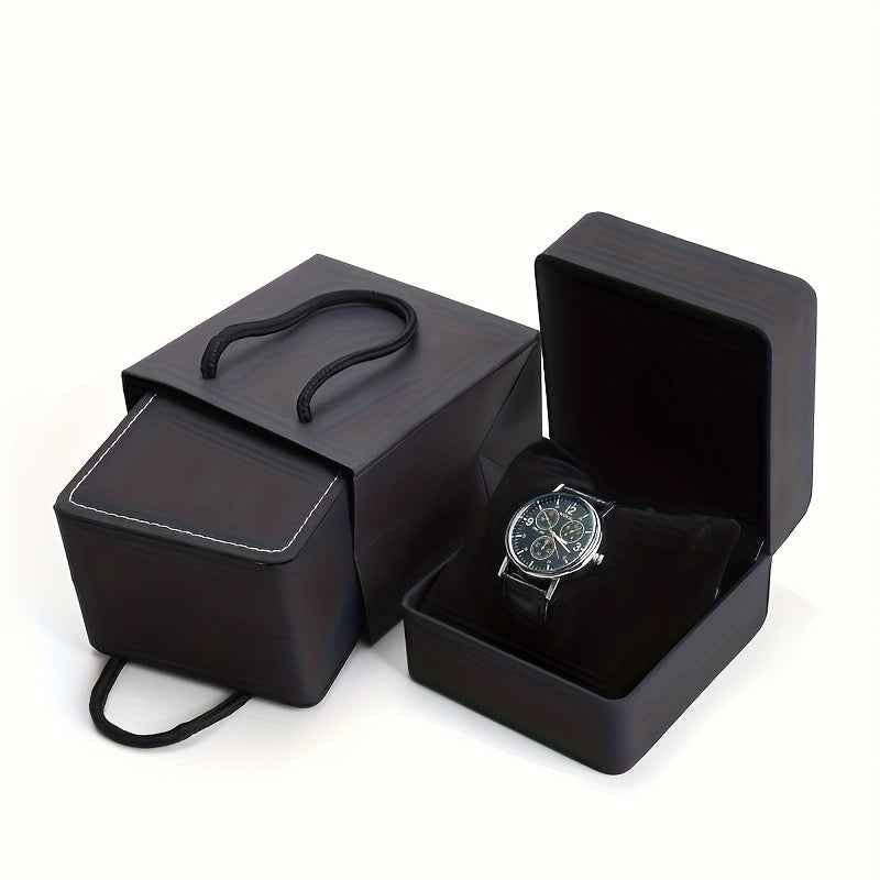 Scatola Porta Orologio Nera Opaca - Box Elegante in Finta Pelle con Interno in Velluto - Eleganza digitale