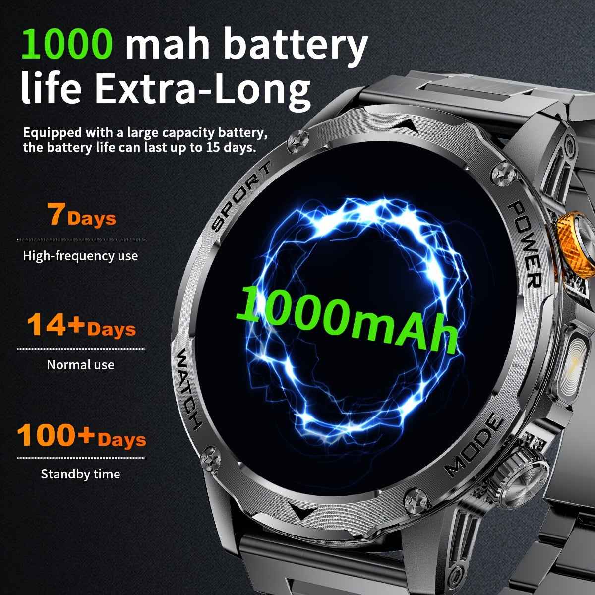 Smartwatch LIGE Uomo - Batteria 1000mAh, 110+ Sport, Chiamate, 3 Cinturini - Eleganza digitale