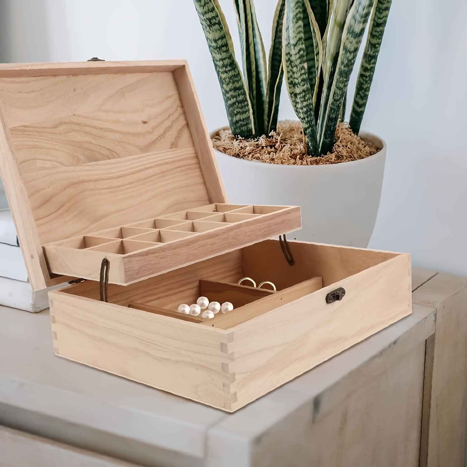 Portagioie Vintage Legno Artigianale - Custodia con Chiusura per Orologi - Eleganza digitale