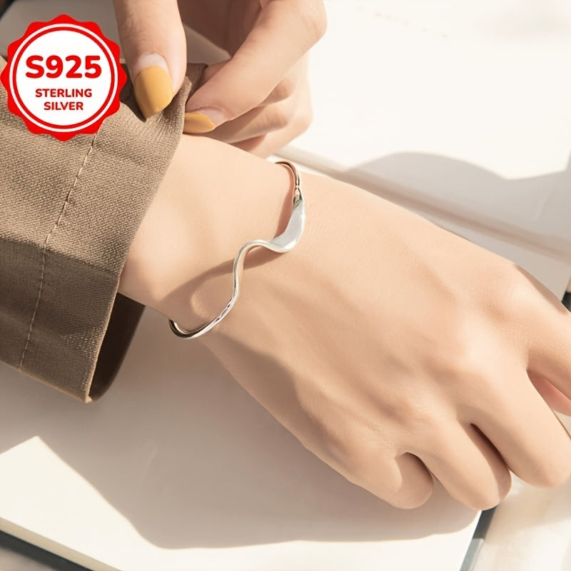 Braccialetto Aperto  Argento 925 Ipoallergenico - Design Minimalista Elegante - Eleganza digitale