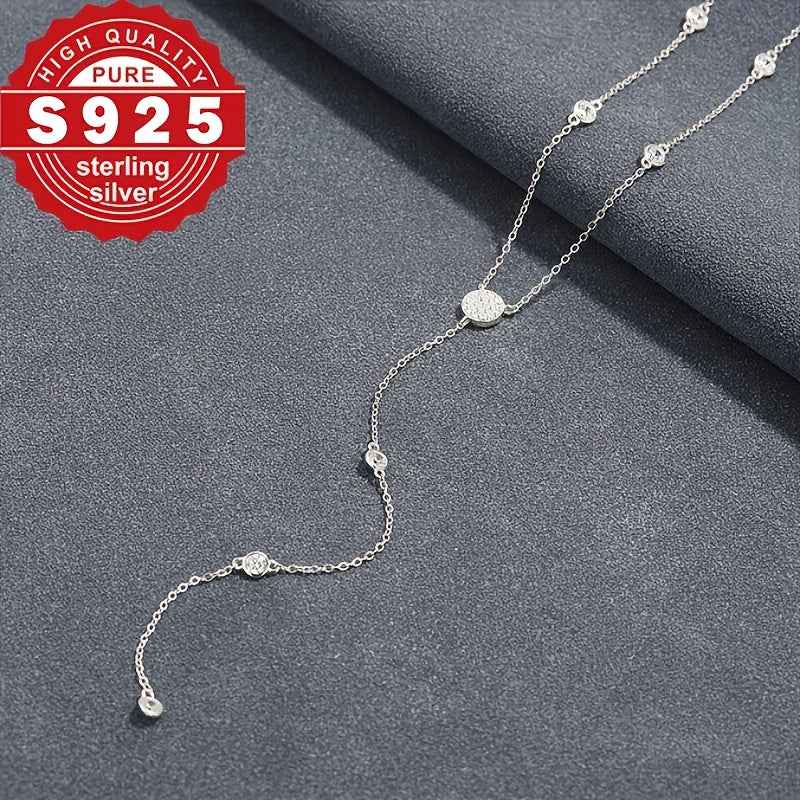 Collana Y Argento 925 con Zirconi - Catena Lunga Elegante  per Donna - Eleganza digitale