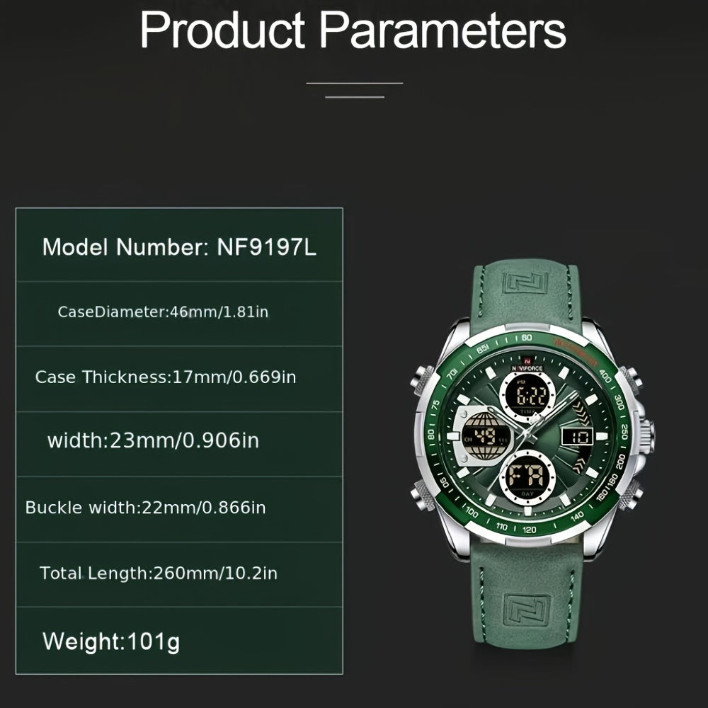 NAVIFORCE Set Orologi Uomo Donna Sport Lusso Doppio Cronografo Luminoso 46mm Regalo - Eleganza digitale