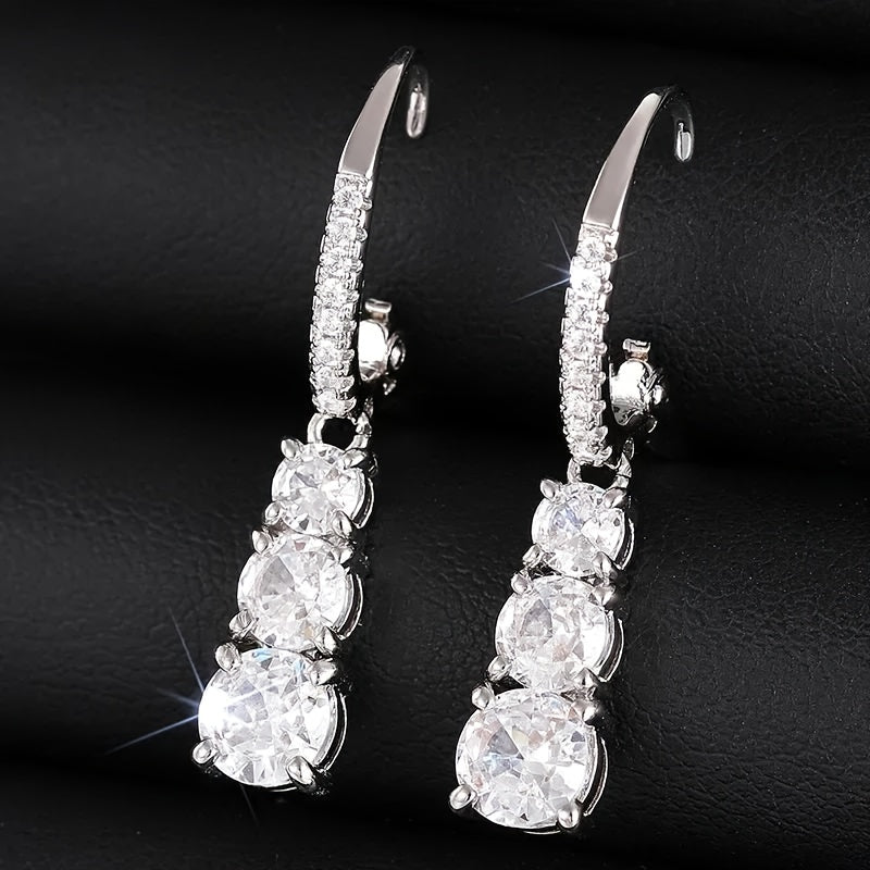 Orecchini cerchio eleganti donne con pendenti in zirconia cubic sintetica - Gioielli senza nichel, pietra guida di aprile per matrimoni, vita quotidiana e feste, accessori minimalistici.
