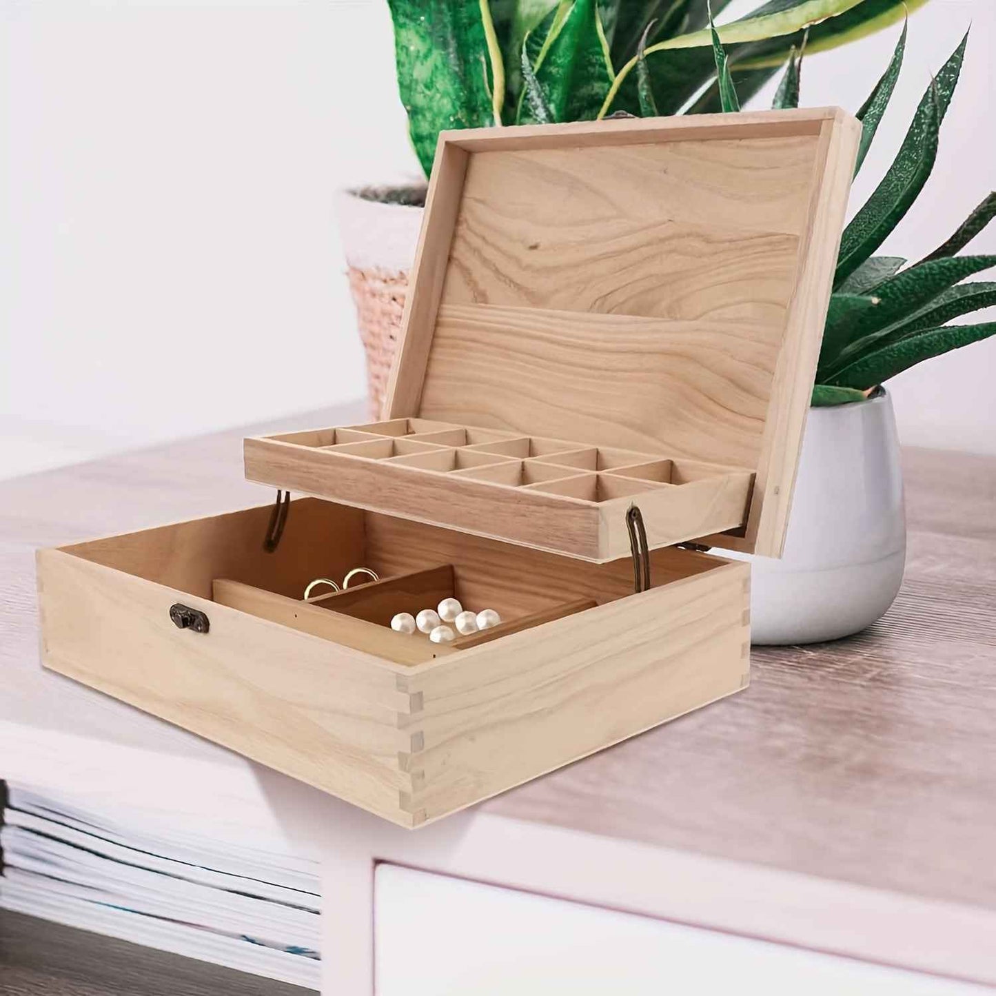 Portagioie Vintage Legno Artigianale - Custodia con Chiusura per Orologi - Eleganza digitale