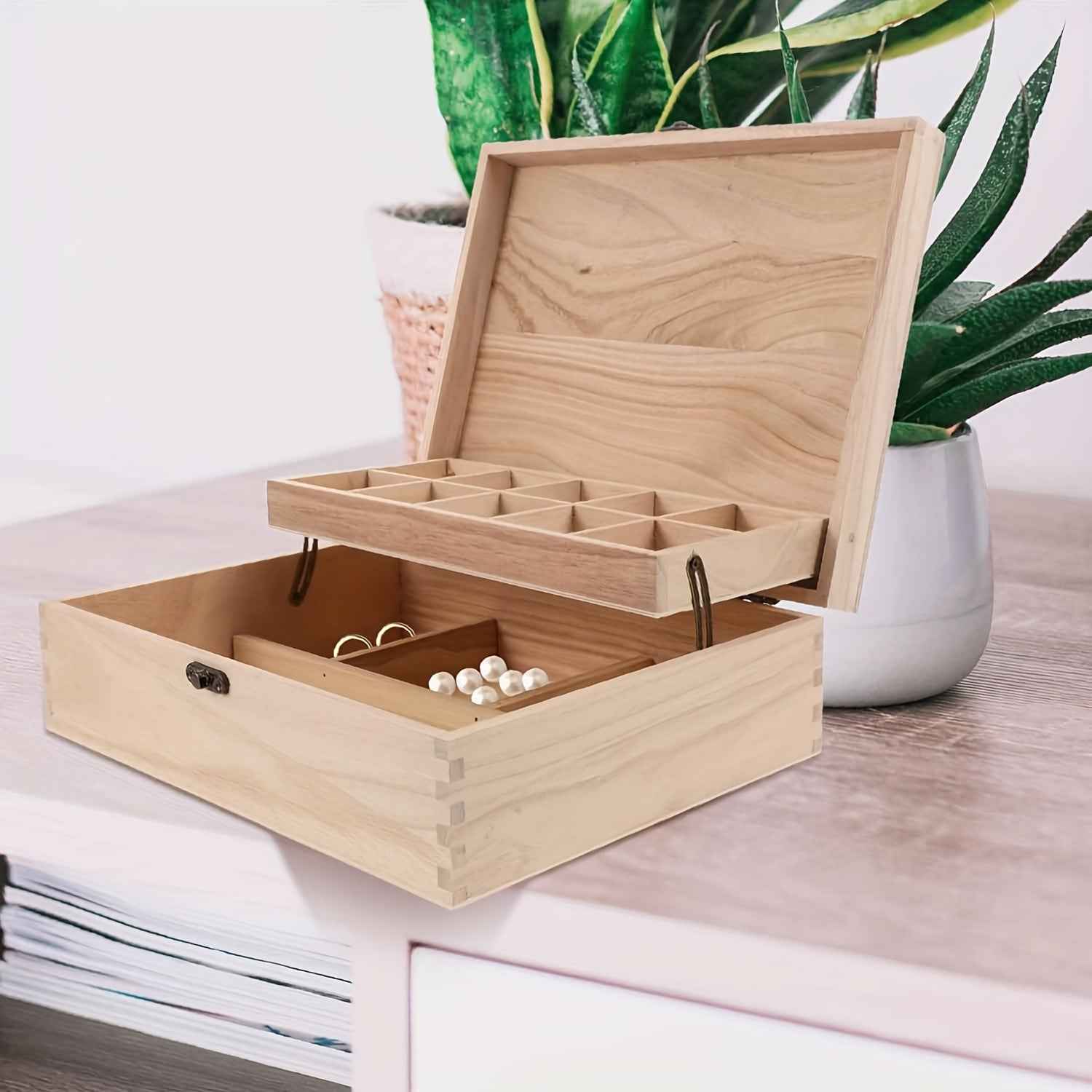 Portagioie Vintage Legno Artigianale - Custodia con Chiusura per Orologi - Eleganza digitale