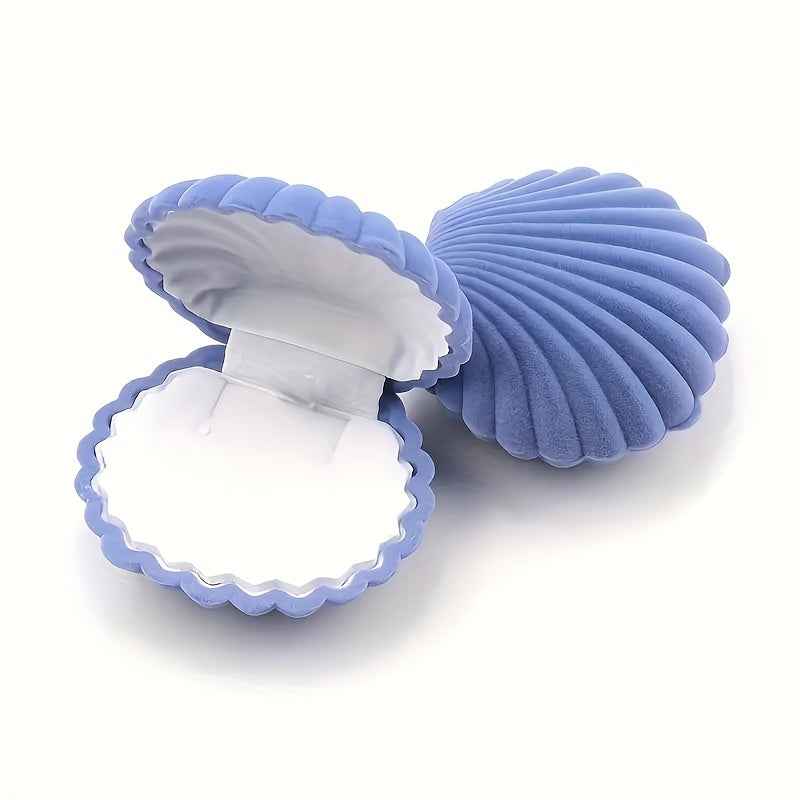 Scatola Gioielli Velluto Forma Conchiglia - Portagioielli Matrimonio - Eleganza digitale