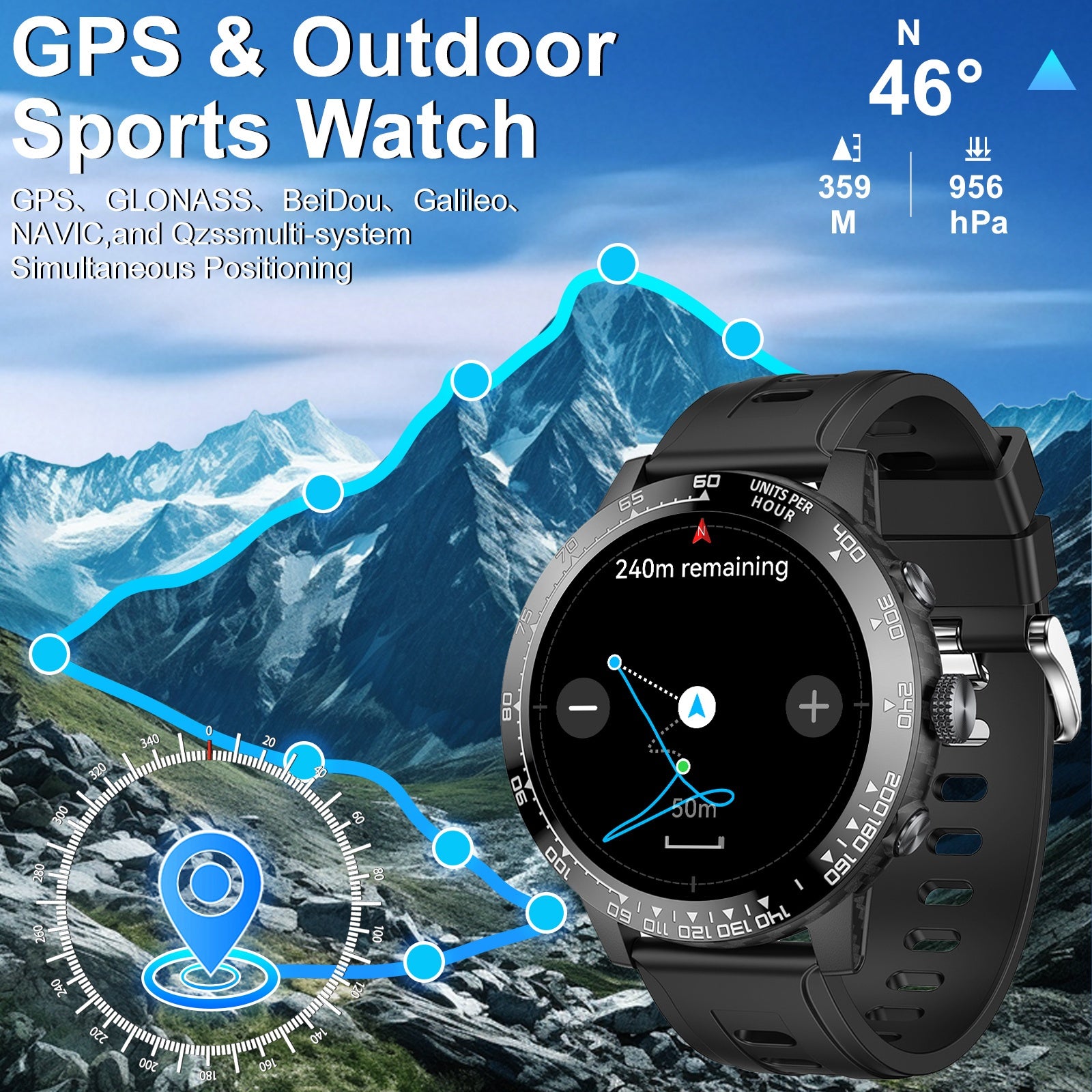 Smartwatch GPS Unisex IPX8 Chiamate Fitness Outdoor iPhone Android - Regalo Perfetto - Eleganza digitale