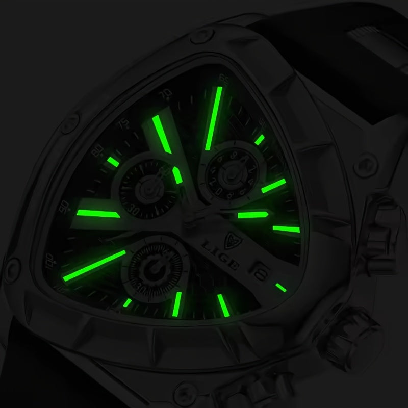 LIGE Orologio Business Lusso Cronografo Oro Luminoso Cinturino Nero Unisex - Eleganza digitale