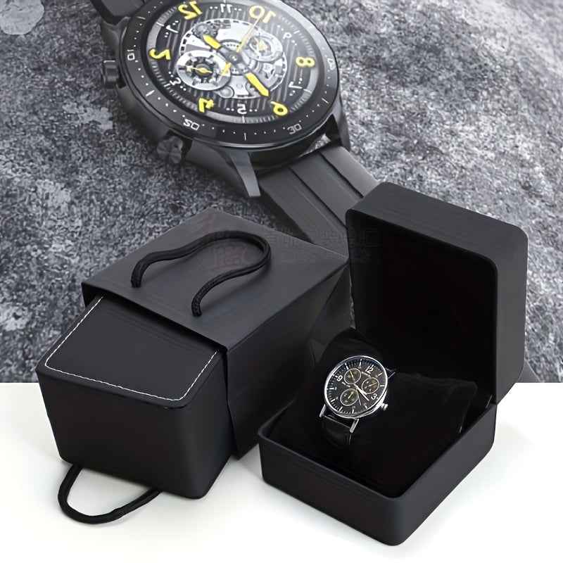 Scatola Porta Orologio Nera Opaca - Box Elegante in Finta Pelle con Interno in Velluto - Eleganza digitale