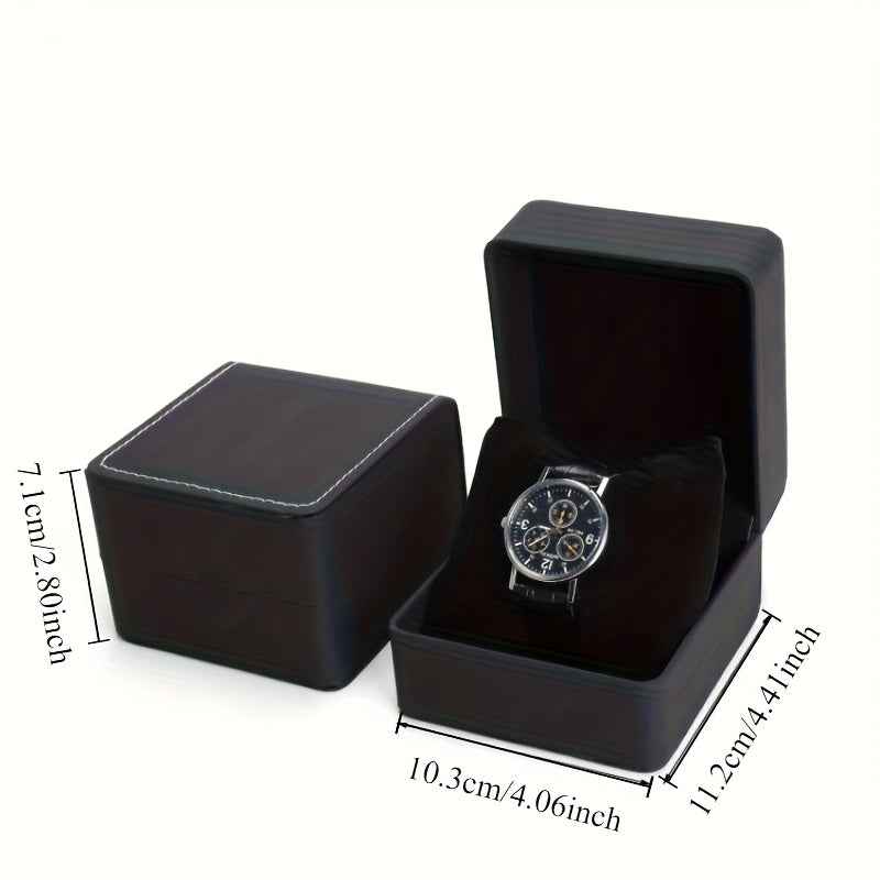 Scatola Porta Orologio Nera Opaca - Box Elegante in Finta Pelle con Interno in Velluto - Eleganza digitale