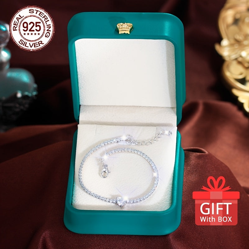 Braccialetto Tennis Cuore Argento 925 - Zirconia Elegante Donna - Eleganza digitale