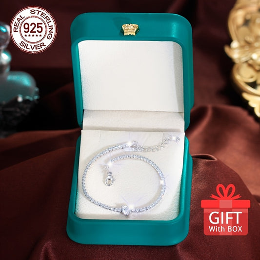 Braccialetto Tennis Cuore Argento 925 - Zirconia Elegante Donna - Eleganza digitale