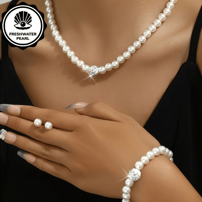 Set Gioielli Perle Acqua Dolce Strass Matrimonio - Eleganza digitale