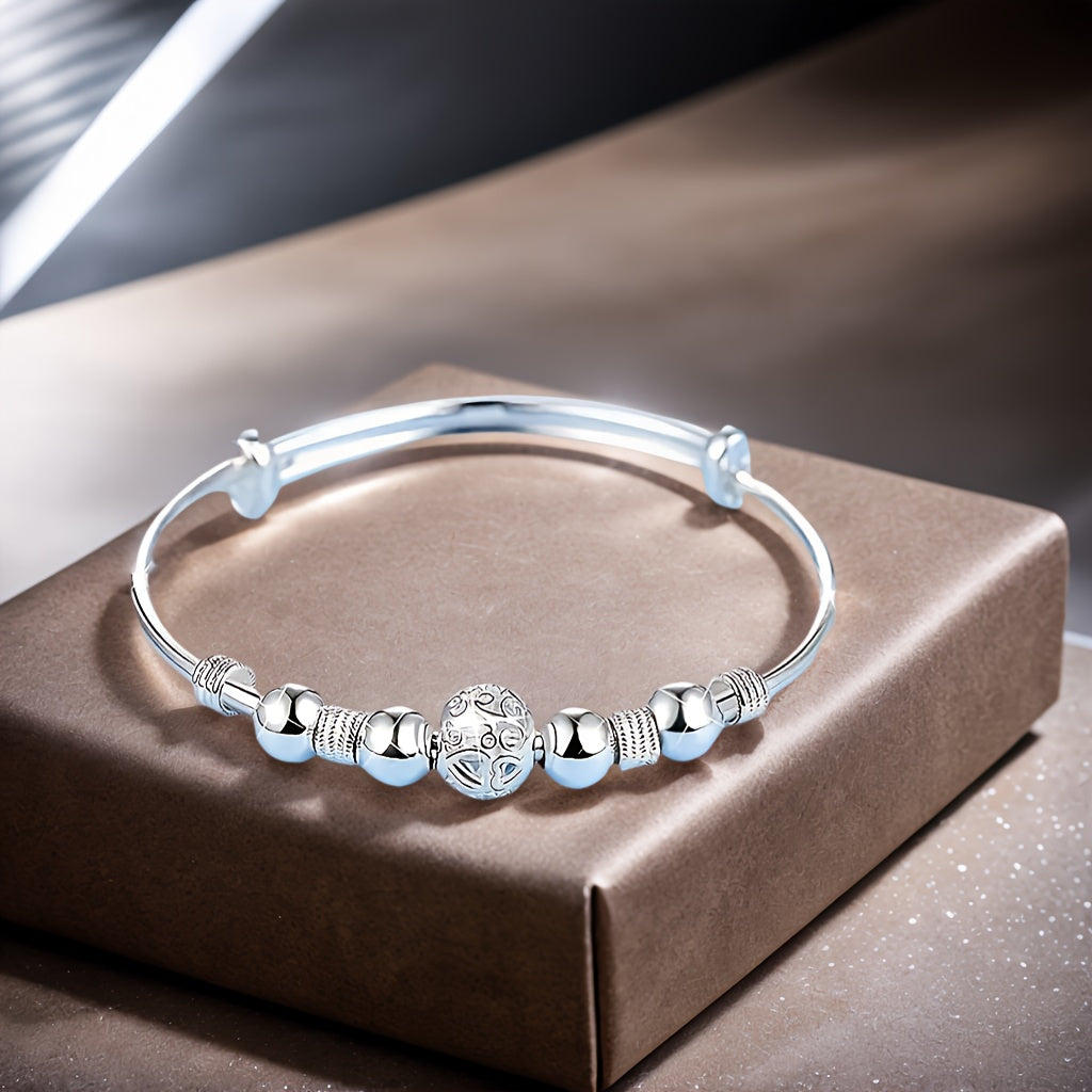 Braccialetto Placcato Argento 925 Design Stelle Luna Vintage - Eleganza digitale