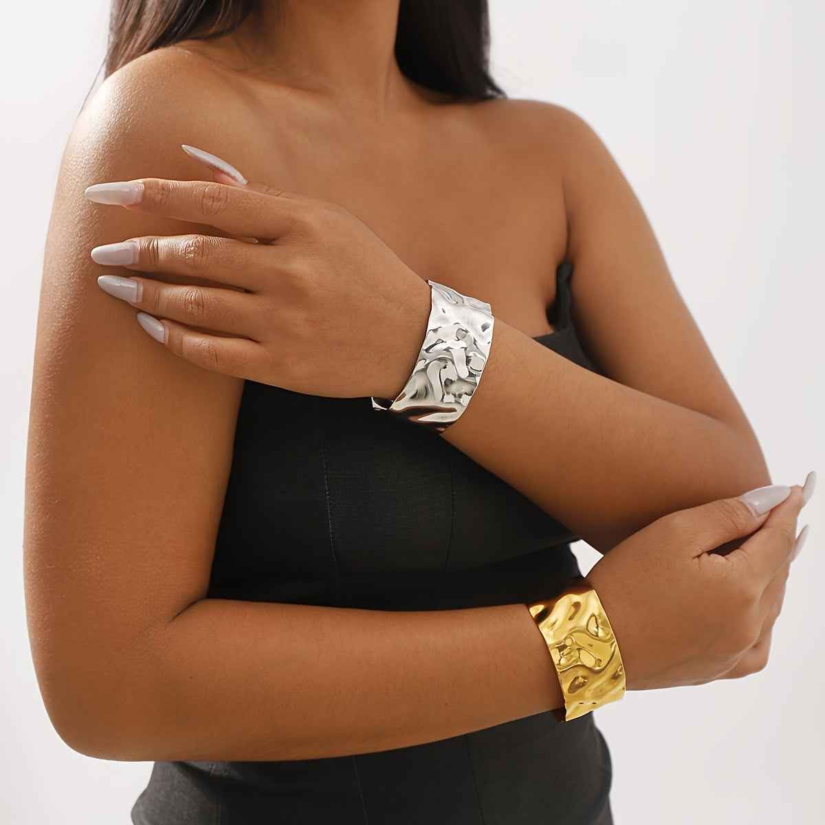 Bracciale in acciaio inossidabile vintage con ampia apertura