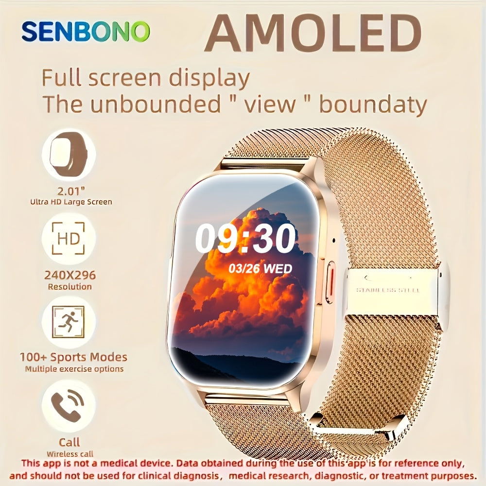 SENBONO Smartwatch Donna Regalo Schermo AMOLED 5.11cm Chiamate - Eleganza digitale
