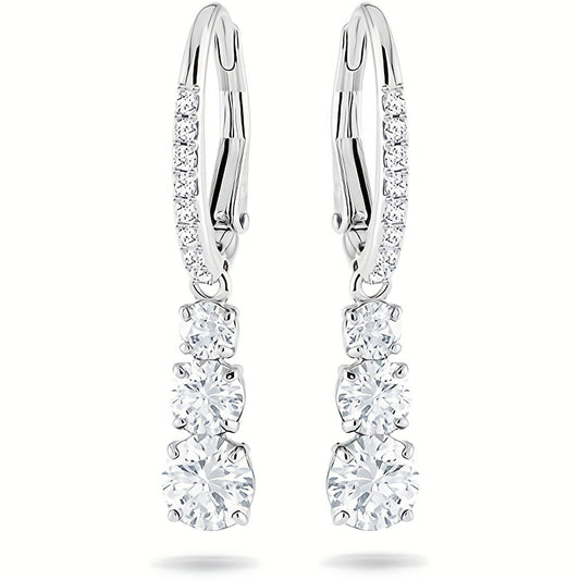 Orecchini cerchio eleganti donne con pendenti in zirconia cubic sintetica - Gioielli senza nichel, pietra guida di aprile per matrimoni, vita quotidiana e feste, accessori minimalistici.