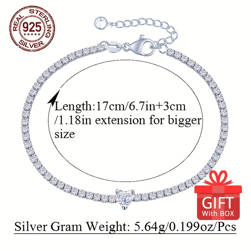 Braccialetto Tennis Cuore Argento 925 - Zirconia Elegante Donna - Eleganza digitale