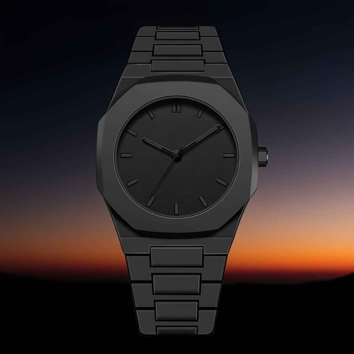 Orologio  Moderno - Quadrante Nero Opaco, Cinturino Acciaio Inox/Silicone, Movimento al Quarzo - Unisex - Eleganza digitale