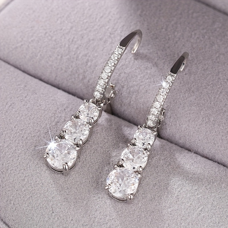 Orecchini cerchio eleganti donne con pendenti in zirconia cubic sintetica - Gioielli senza nichel, pietra guida di aprile per matrimoni, vita quotidiana e feste, accessori minimalistici.